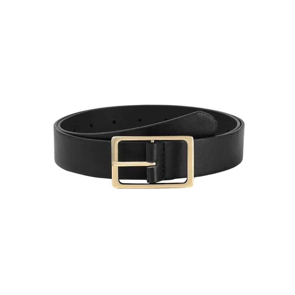 7724 Women's Elegant Square Metal Gold Buckle Belt Trendy Pu Leather Dressy